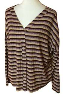 BKE knit striped button up slouchy top