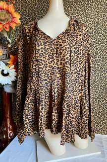 Peplum Animal Print Long Sleeved Blouse | X-LARGE |