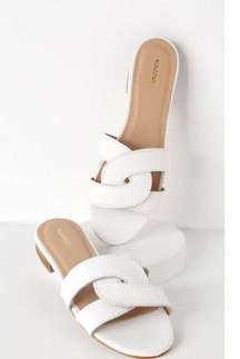 KAANAS Santorini White Leather Slide Sandals Size 7