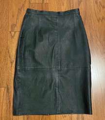 Vintage  genuine black leather skirt. Size 11-12.