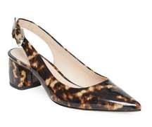 Kate Spade Mika Tortoise Patent Leather Slingback Low Heel Brown Caramel Size 6