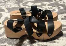 Free people wooden heel platform clog sandals. Black. New. Size 39