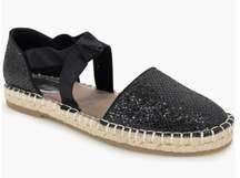 Reaction Kenneth Cole ‘Luna’ Black Glitter Espadrilles Sandals Size 9