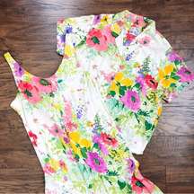 Jams World • vintage floral midi dress shirt top Hawaiian Cottage Bouquet