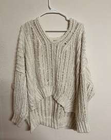 nwot  Women's cream M cotton oversized sweater crochet.