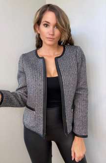 | Woven Paris Tweed Jacket Front Zip Blazer (8) B142