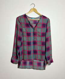 Pim & Larkin Plaid Blouse Size M EUC