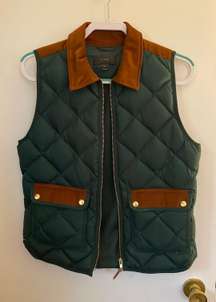 J Crew Green Vest With Corduroy