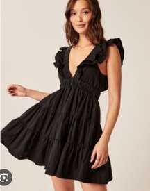 tiered black mini dress S NWT