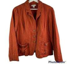 Coldwater Creek Fall Orange Blazer Long Sleeve Button Front Up Jacket Women's 16