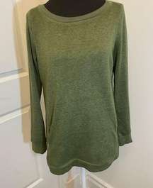 Cyrus Green Sweatshirt Zippered Pockets Long Length Tunic