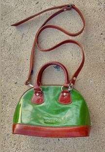 Vintage Purse Di  Green Leather Dome Satchel Crossbody Made in Italy.