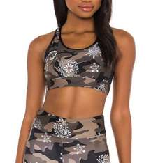 NWT Koral Bermuda Energy Sports Bra Green Camo Mesh Racerback Size XS