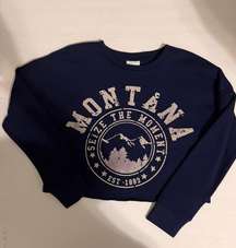 Navy Montana Cropped Sweatshirt  Junior Size Small