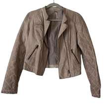 leather moto jacket tan gray