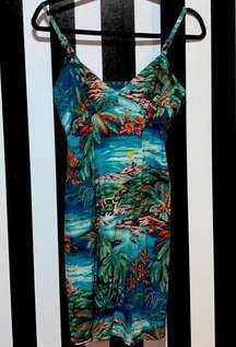 Rusty Surf Tropical Sundress Teal Coastal Print Size 5 Juniors Small Woman’s EUC