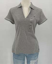 Tommy Hilfiger Heather Grey Split Neck Polo Golf Shirt, Size Medium NWT