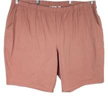 Denim Co Plus Size 3X Shorts Pull On Elastic Waist Pink 11 Inch Pockets 800