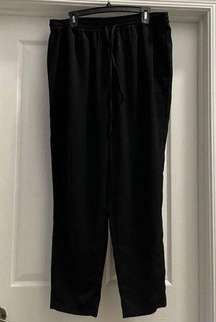 DKNY Womens Straight Leg Pull On Elastic Waist Pants Size L Black