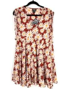 NWT Angie Women's Daisy Floral V Neck Tired Ruffle Mini Dress Multi-Color Small