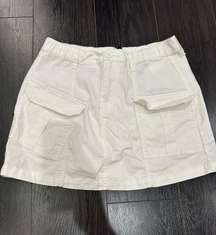 white mini cargo skirt