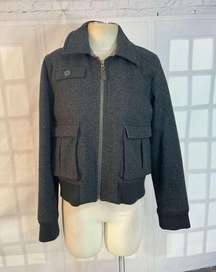 American Eagle Long Sleeve Gray Wool Cargo Pocket Full Zip Jacket Size L