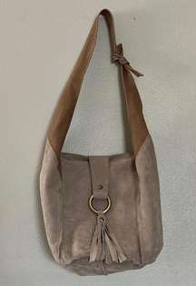 VERA PELLE Made in Italy Ligth Brown Suede Leather Handbag