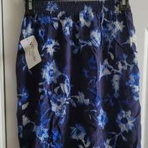 NWT Vittadini Sport Blue Floral Skirt Swim Cover Up Size M