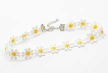 Embroidered Daisy Choker Necklace