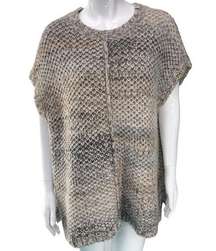 J Jill Pure Womens Size XS S Poncho Tunic Sweater Chunky Knit Beige Melange