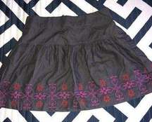 American Eagle Gray Tribal Embroidered Skirt Small