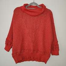 Cathy Daniels Womens XL Red/Gold Holiday Bling Knit Turtleneck Sweater