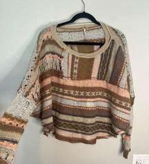 Free People S December Skies Knit Poncho Matterhorn Boho Hippie Sweater