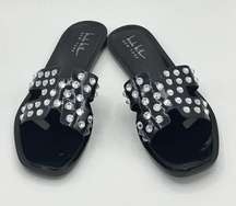 Nicole Miller New York Jessa Black and Embellished Style Sandals Sz 7