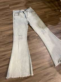 BLUE JEAN FLARE PANTS