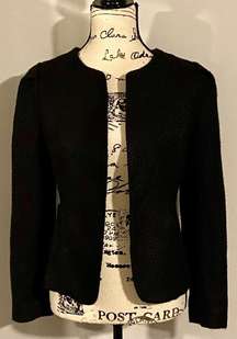 NWT  Cropped Open Front Textured Black Blazer