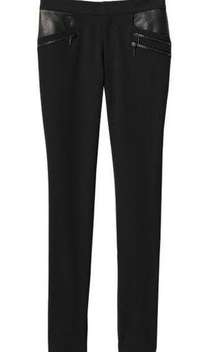 Rebecca Taylor Ava Tech‎ Pant with Leather Black Womens Size 6 Skinny