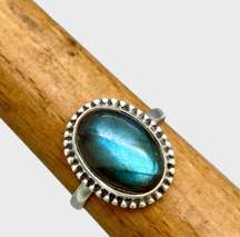 Handmade Genuine Labradorite Ring - Sz 8.5