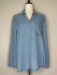 Chico’s 100% Lyocell Blue Striped Button Down Shirt