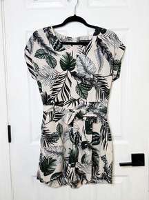 DOROTHY PERKINS Tropical Palm Leaf Dressy Romper V-Neck US 6 EUR 38 UK 10 Vacay