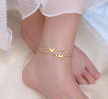 Double Heart Women Anklet