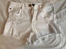 White Distressed Denim Shorts