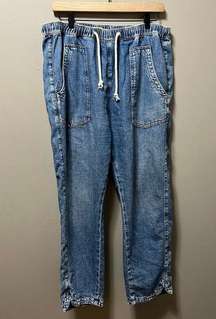 Pilcro Cottage Utility Jeans Mid Wash Blue Denim Size Large