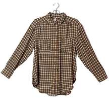 Pilcro relaxed tattersall plaid button up down shirt women's small boyfriend fit