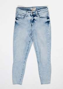 L'Agence Margot High Rise Skinny Cotton Stretch Denim Jeans Celestial Bleached