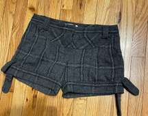 Wool Blend Plaid Shorts Size 6 vintage y2k tie School girl Preppy cottage winter coquette biker skater Moto riding laces side