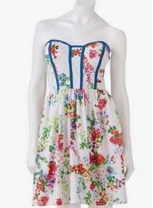 NEW Juniors Kandy Kiss White Floral Print Strapless Dress Size 7