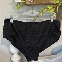 Swimsuit Bikini Bottoms New Black Size 16W Womens 1X Catalina Solid Crochet Lace