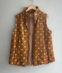 Brown Polka Dot Corduroy Vest