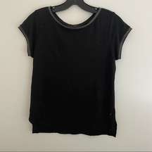 MLV Distressed Linen Tee Shirt in Black size XS